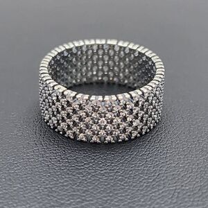 Pandora Mesh Sterling Silver Sparkling Heraldic Ring Size  7.5